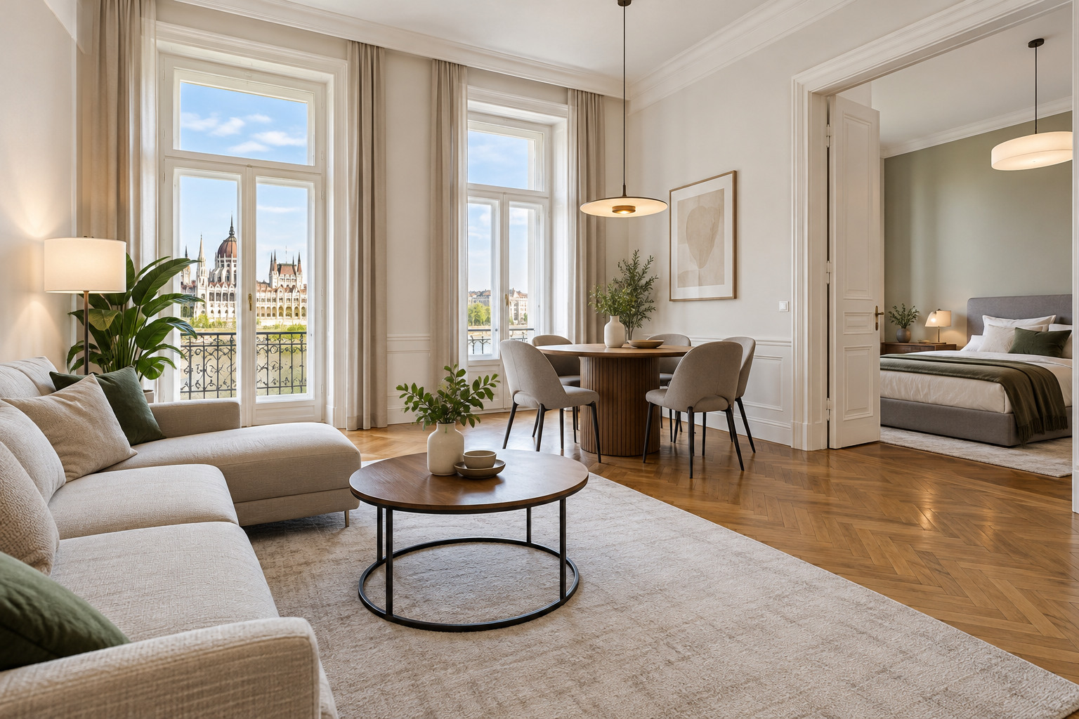 Renovated and furnished Budapest apartment interior